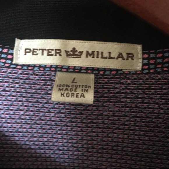 Peter Millar Blue Pink Square Short Sleeve Polo Shirt - Picture 6 of 9